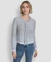 Dkny Jeans Women's Long-sleeve Fringe Trimmed Sweater Jacket In Blue
