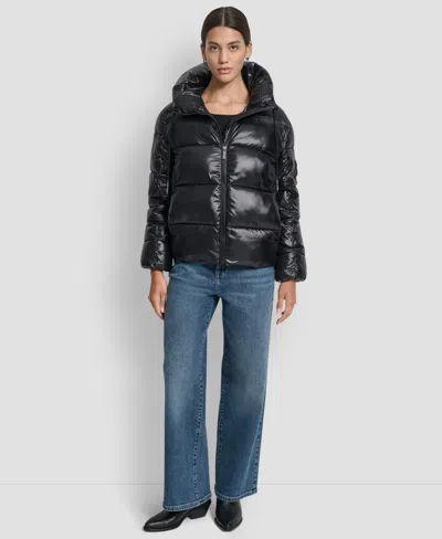 Dkny Jeans Women's Long Sleeve Quilted Puffer Jacket In Black