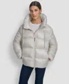 Dkny Jeans Women's Long Sleeve Quilted Puffer Jacket In White