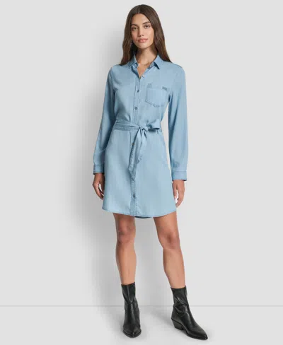 Dkny Jeans Women's Long-sleeve Shirt Dress In Blue