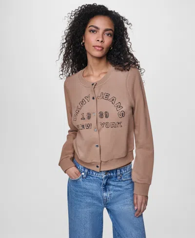 Dkny Jeans Women's Long-sleeve Button-front Cotton Shrunken Jacket In Multi
