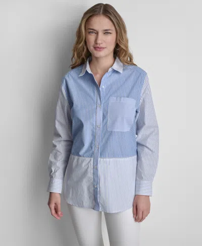 Dkny Jeans Women's Long-sleeve Classic-fit Shirt In Blue