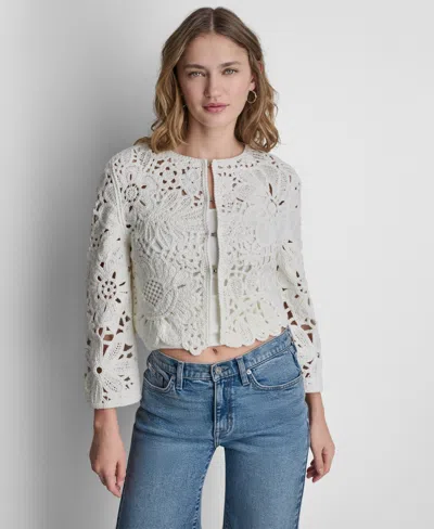 Dkny Jeans Women's Long-sleeve Crewneck Cardigan In Multi