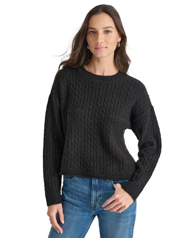 Dkny Jeans Women's Metallic Cable Knit Crewneck Sweater In Black