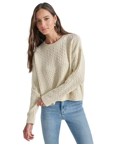 Dkny Jeans Women's Metallic Cable Knit Crewneck Sweater In Eggnog