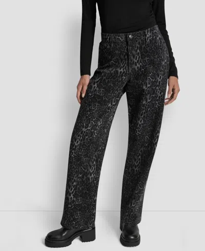 DKNY JEANS WOMEN'S MID RISE LEOPARD PRINT JEANS