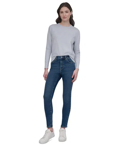 Dkny Jeans Women's Mid Rise Skinny Jeans In F3j - Dekalb Wash(dark Wash)