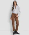 Dkny Jeans Women's Mid Rise Straight Suede Pants In Brown