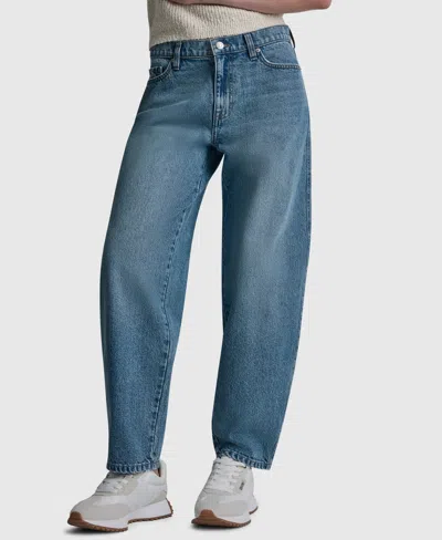 Dkny Jeans Women's Mid-rise Barrel-leg Cotton Jeans In Blue