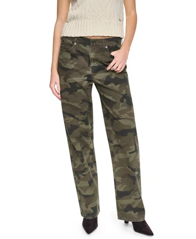 Dkny Jeans Women's Mid-rise Relaxed Straight Camo Print Jeans In Green