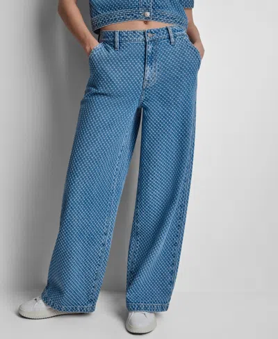Dkny Jeans Women's Mid-rise Wide-leg Boucle Jeans In Blue