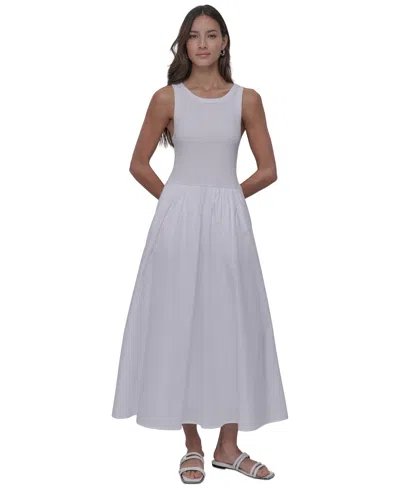 Dkny Jeans Women's Mixed-media Tank Dress In White