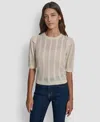 Dkny Jeans Women's Mixed Stitch Puff-sleeve Sweater In Neutral