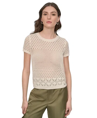 Dkny Jeans Women's Mixed-stitch Short-sleeve Sweater
