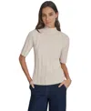 Dkny Jeans Women's Mock Neck Cotton Rib Knit Sweater In White