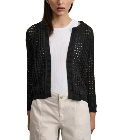 Dkny Jeans Women's Open-stitch Drop-shoulder Cardigan Sweater In Black