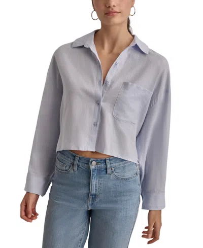 Dkny Jeans Women's Oversized Cropped Button-front Shirt In Frost Blue