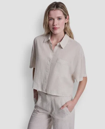 Dkny Jeans Women's Oversized Cropped Shirt In Neutral