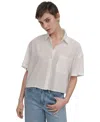 DKNY JEANS WOMEN'S OVERSIZED CROPPED SHIRT