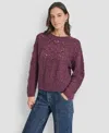 Dkny Jeans Women's Pointelle Long Sleeve Sweater In Burgundy