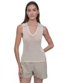DKNY JEANS WOMEN'S POLO COLLAR SLEEVELESS SWEATER
