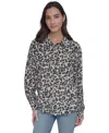 Dkny Jeans Women's Printed Roll-tab Shirt In Kzf - Prwl Ltct Khaki