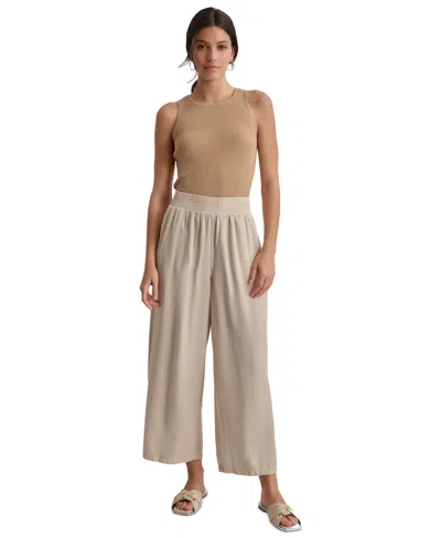Dkny Jeans Women's Pull-on Wide-leg Ankle Pants In D5k - Lt City Khaki