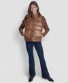 Dkny Jeans Women's Quilted Mock Neck Puffer Jacket In Brown
