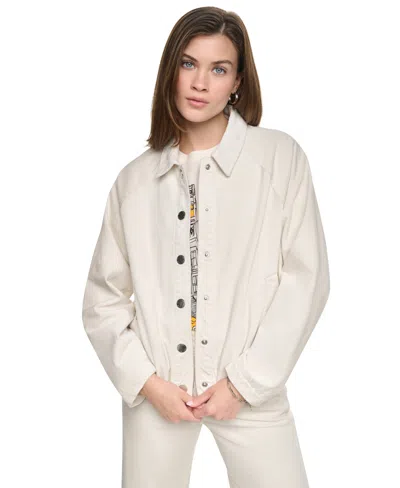 Dkny Jeans Women's Raglan-sleeve Puffer Cropped Jacket In Neutral