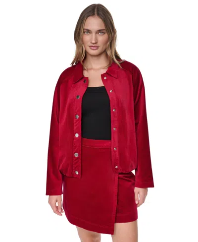 Dkny Jeans Women's Raglan-sleeve Puffer Cropped Jacket In Red