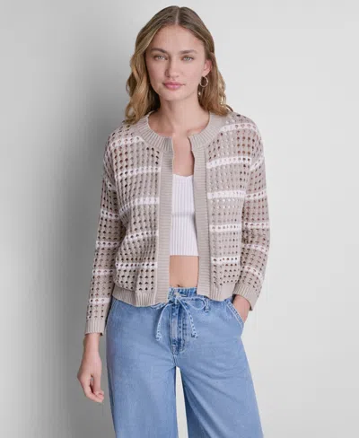 Dkny Jeans Women's Relaxed Fit Open-front Cardigan In Gray