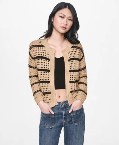 Dkny Jeans Women's Relaxed Fit Open-front Cardigan In Brown