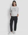 Dkny Jeans Rhinestone Logo Sweatshirt In Gray