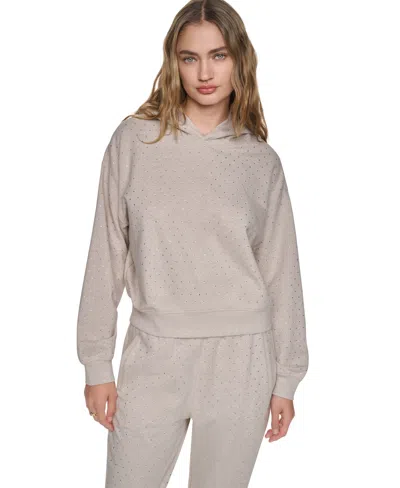 Dkny Jeans Women's Rhinestone Hooded Pull-on Sweatshirt In Animal Print