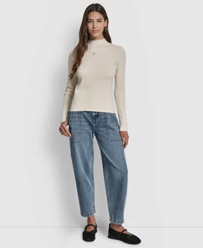 Dkny Jeans Women's Rib Long Sleeves Slim Fit Sweater In Yellow