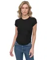 DKNY JEANS WOMEN'S RIBBED CAP-SLEEVE T-SHIRT