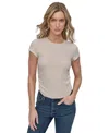 Dkny Jeans Women's Ribbed Cap-sleeve T-shirt In En2 - Egg Nog