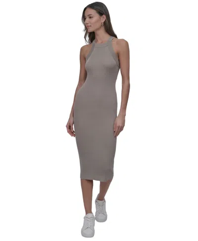Dkny Jeans Women's Ribbed Knit Sleeveless Bodycon Dress In Kxr - Vintage Khaki