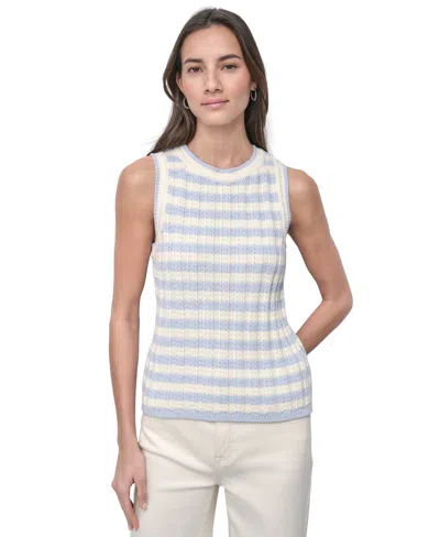 Dkny Jeans Women's Ribbed Striped Crewneck Tank Top