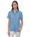 Dkny Jeans Women's Rolled-sleeve Button-up Shirt