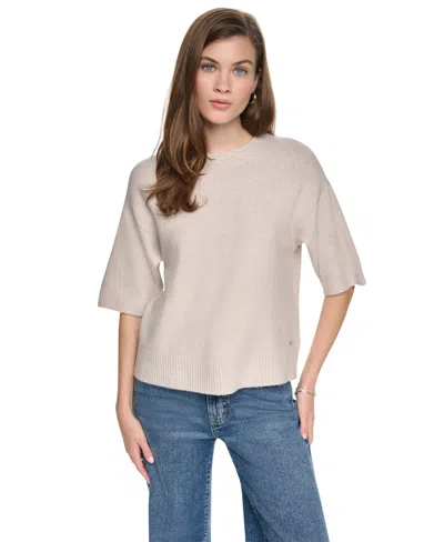 Dkny Jeans Women's Rugby Short-sleeve Crewneck Boxy Sweater In Eggnog