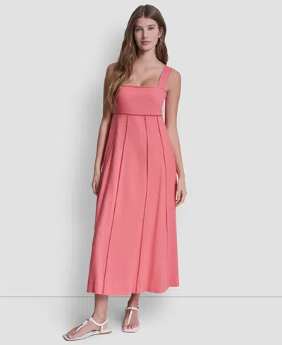 Dkny Jeans Women's Seamed Tank Square Neck Dress In Pink