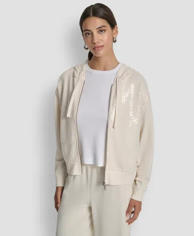 Dkny Jeans Women's Sequin Detail Long-sleeve Jacket In Yellow