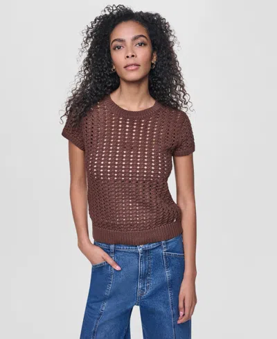 Dkny Jeans Women's Short-sleeve Crewneck Sweater In Brown
