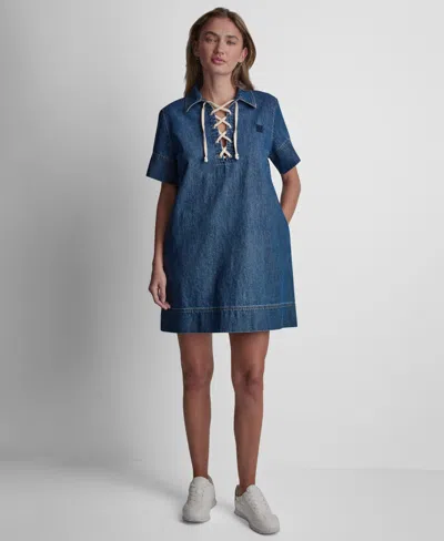 Dkny Jeans Women's Short-sleeve Shift Dress In Blue