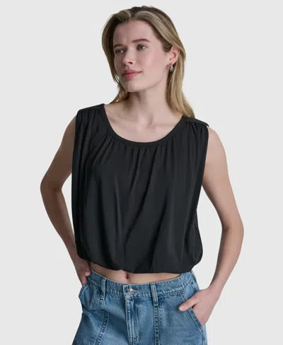 Dkny Jeans Women's Sleeveless Bubble Top In Black
