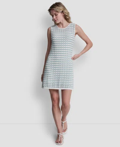 Dkny Jeans Women's Sleeveless Crew Neck Pointelle Dress In Blue