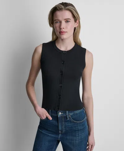 Dkny Jeans Women's Sleeveless Crewneck Sweater In Black