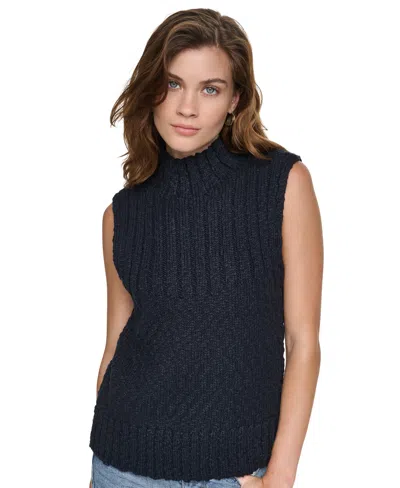 Dkny Jeans Women's Sleeveless Mock Neck Ribbed Sweater In Multi