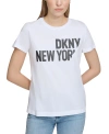 DKNY JEANS WOMEN'S SLICED LOGO PRINT T-SHIRT
